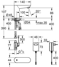 GROHE 36269000 - Elektronická umývadlová batéria EUROECO COSMOPOLITAN E 107 mm chróm