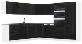 Kuchynská linka Belini Premium Full Version 480 cm čierny lesk s pracovnou doskou JANE