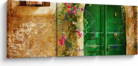 Obraz starých dverí (s hodinami) (90x30 cm)
