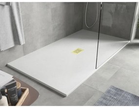 Mexen Hugo, obdĺžniková sprchová vanička SMC 150 x 100 cm, biela, zlatá krytka, 42101015-G
