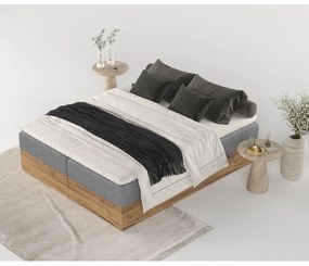 Boxspring posteľ s úložným priestorom v sivo-prírodnej farbe 160x200 cm Faro – Maison de Rêve