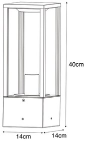 Inteligentná vonkajšia stojaca lampa čierna s rebrovaným sklom 40 cm vrátane WiFi A60 - Charlois