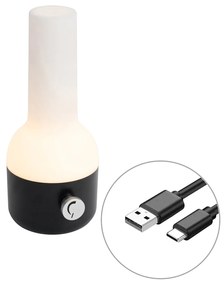 Vonkajšia stolová lampa čierna a biela s nabíjateľnou LED IP44 - Haard