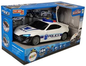 Lean Toys Policajné autíčko a garáž 2v1 s príslušenstvom – svetelné a zvukové efekty