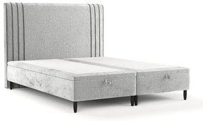 Sivá čalúnená dvojlôžková posteľ s úložným priestorom 160x200 cm Musca – Maison de Rêve