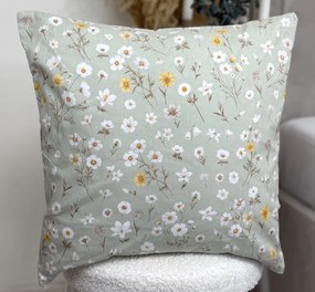 Luxusná bavlnená obliečka na vankúš zelená 40x40 cm – kvetinový vzor | slovenská výroba