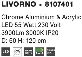 LED luster Livorno 60 Chrome