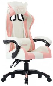 vidaXL Herná stolička, ružová, umelá koža-
