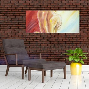 Obraz odpočívajúce ženy, olejomaľba (120x50 cm)