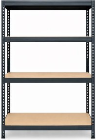 Regál 150x70x30 cm lakovaný 4-policový, nosnosť 700 kg, RIVET - čierny