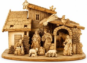 AMADEA Drevený skladací betlehem sépiový 3D 6 cm