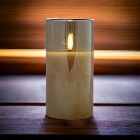 DECOLED LED sviečka v skle, 7,5 x 15 cm, zlatá