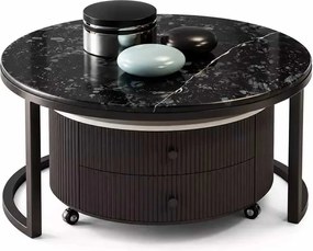 LuxuryForm DESIGN Konferenčný stolík ROYAL 80 / 60 cm – tmavý mramorový dekor (set 2 ks)