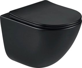 Závesný set GEBERIT Duofix Basic+ WC LILY+Tornado2.0 + tlačidlo + WC sedadlo, čierna, GEBERIT-LILY-TO2-BK