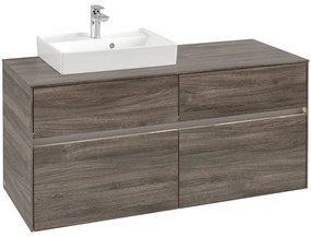 VILLEROY &amp; BOCH Collaro závesná skrinka pod umývadlo na dosku (umývadlo vľavo), 4 zásuvky, s LED osvetlením, 1200 x 500 x 548 mm, Stone Oak, C071B0RK