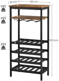 Stojan na víno Vasagle Benna čierno-hnedý