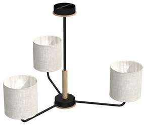 Luster Atlanta, 3x ľanové tienidlo, b/drevo