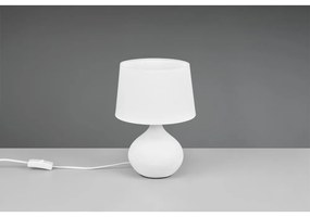 Biela stolová lampa z keramiky a tkaniny Reality Martin, výška 29 cm