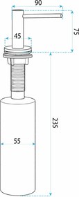 Vstavaný dávkovač mydla/saponátu REA DEX, 300 ml, kartáčovaná meď