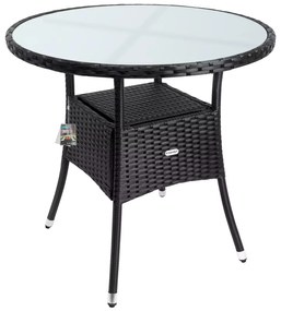 InternetovaZahrada Ratanový stôl Ø80 cm - čierny