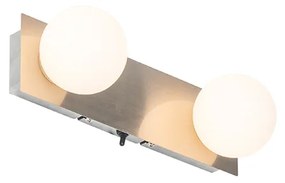 Moderné nástenné oceľové svietidlo 28 cm IP44 2-svetlá - Cederic