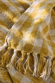 Ib Laursen Bavlněný přehoz Yellow Checks 130 × 160 cm