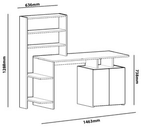 Písací stôl s regálom Melis orech/biely