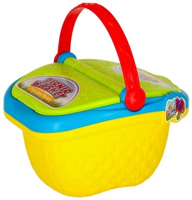 KIK Detský piknikový kôš - hračka set s ovocnými džúsmi, nápojmi a jedlom, 3+, bez batérií