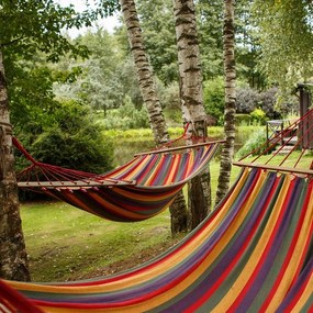 Bluegarden Bluegarden, závesná hojdacia sieť s drevenou oporou pre 2 osoby 150x210 cm Hammock 400257A, červená, OGR-09015