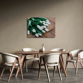 Obraz kytice bielych tulipánov (70x50 cm)