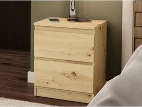 Skrinka /nočný stolík Carlos 40 cm, dub artisan, 2 zásuvky%