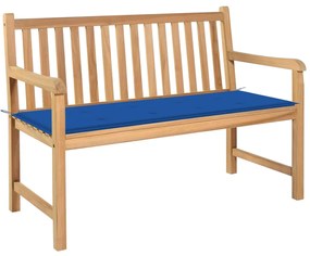 Záhradná lavička s kráľovskou modrou podložkou 120 cm tíkový masív 3062686