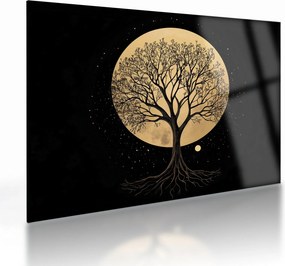 Sklenený obraz – Strom v zlatom splne I. (70x50 cm)