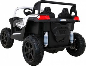 Ramiz Silná pretekárska štvorkolka pre 2 deti Biela + Bezkartáčový motor + Nafukovacie kolesá + LED zvuk