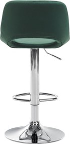 Barová stolička Camden - zamat, chróm rám - Zelená