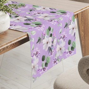 Biante Dekoračný behúň na stôl PML-044 Kvety magnólie na fialovom 20x120 cm