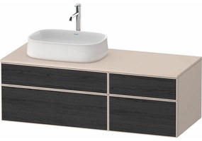 DURAVIT Zencha závesná skrinka pod umývadlo na dosku (umývadlo vľavo), 4 zásuvky, 1300 x 550 x 442 mm, dub čierny/taupe super matná, ZE4826016830000