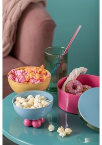 Ružový dekoratívny kovový úložný box ø 16x6 cm Double Funky – PT LIVING