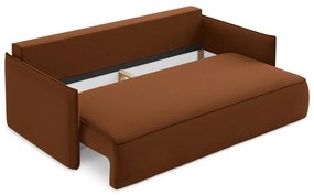 Terakotová zamatová rozkladacia/s úložným priestorom pohovka 225 cm Hula – Makamii