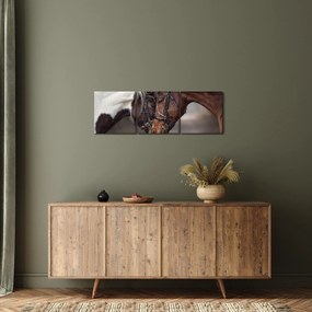 Obraz - Zamilované kone (s hodinami) (90x30 cm)