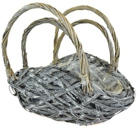 Proutěný květináč taška šedá s igelitovou vložkou Rozměry (cm): 34x15, v. 26