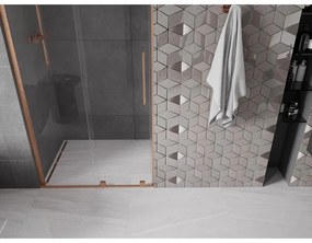 Mexen Velar L, posuvné sprchové dvere do otvoru 110 cm, 8mm číre sklo, medená matná, 871-110-003-01-65
