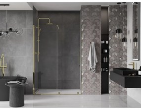 Mexen Velar, posuvné dvere do otvoru 160x200 cm, 8mm číre sklo, zlatá lesklá, 871-160-000-01-50