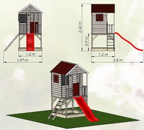 Marimex | Detský drevený domček Marimex Veranda so šmykľavkou | 11640361