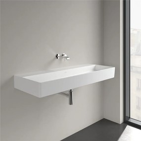 VILLEROY &amp; BOCH Memento 2.0 závesné umývadlo bez otvoru (spodná strana brúsená), bez prepadu, 1200 x 470 mm, Stone White, s povrchom CeramicPlus, 4A22CFRW