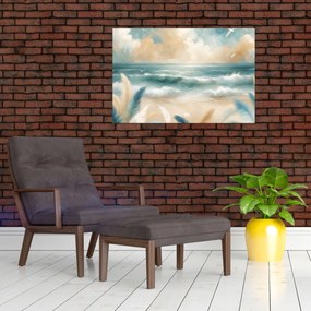 Obraz – Maľovaná pláž v jemných farbách (90x60 cm)