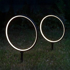 Exteriérové solárne zapichovacie svietidlo Rings, 2x LED 1,5w, čierna