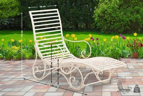 Kovová záhradné lehátko Amiens - Krémová antik
