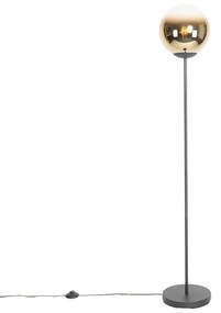 Stojacia lampa Art deco čierna so zlatým sklom - pallon