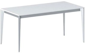 Kancelársky stôl PRIMO ACTION, sivostrieborná podnož, 1600 x 800 mm, biela